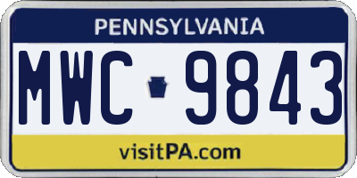 PA license plate MWC9843