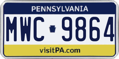 PA license plate MWC9864