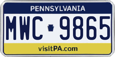 PA license plate MWC9865