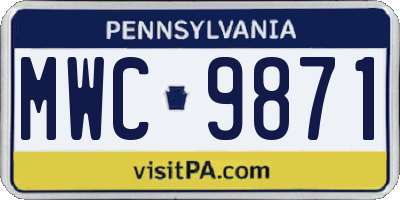 PA license plate MWC9871