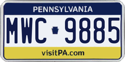 PA license plate MWC9885