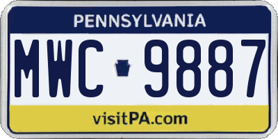 PA license plate MWC9887