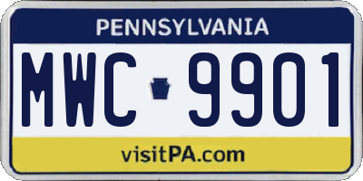 PA license plate MWC9901