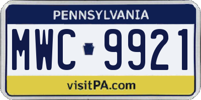 PA license plate MWC9921