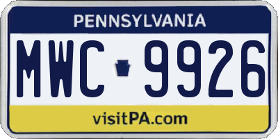 PA license plate MWC9926