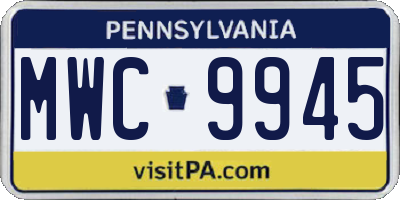 PA license plate MWC9945