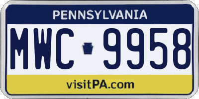 PA license plate MWC9958