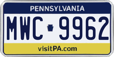 PA license plate MWC9962