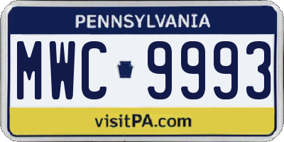 PA license plate MWC9993