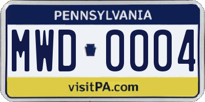 PA license plate MWD0004