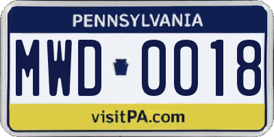 PA license plate MWD0018
