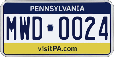 PA license plate MWD0024
