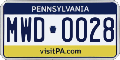 PA license plate MWD0028