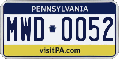 PA license plate MWD0052