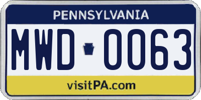 PA license plate MWD0063