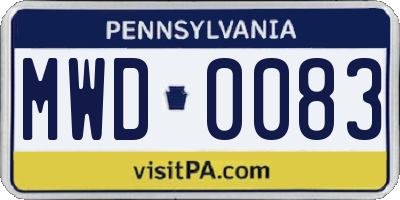 PA license plate MWD0083