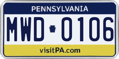 PA license plate MWD0106