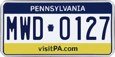 PA license plate MWD0127