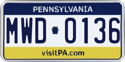 PA license plate MWD0136