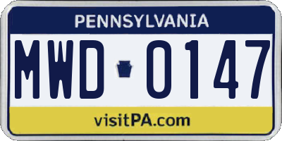 PA license plate MWD0147