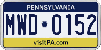 PA license plate MWD0152