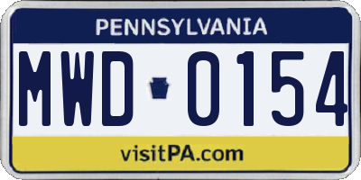 PA license plate MWD0154