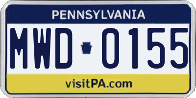 PA license plate MWD0155