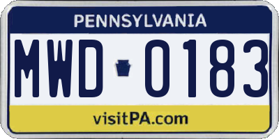 PA license plate MWD0183
