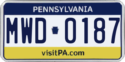 PA license plate MWD0187