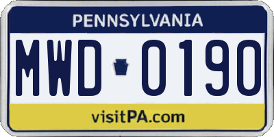 PA license plate MWD0190
