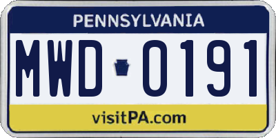 PA license plate MWD0191