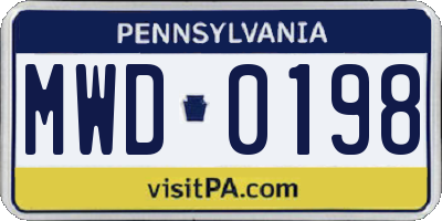 PA license plate MWD0198