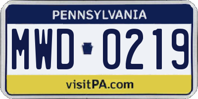 PA license plate MWD0219