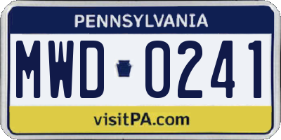 PA license plate MWD0241