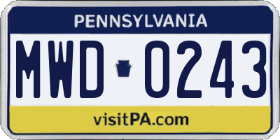 PA license plate MWD0243