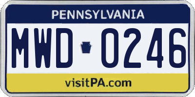 PA license plate MWD0246