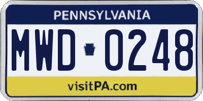 PA license plate MWD0248