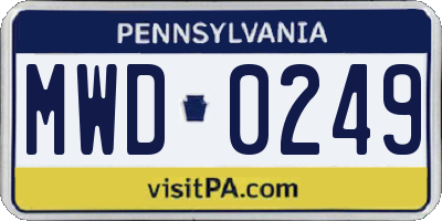 PA license plate MWD0249