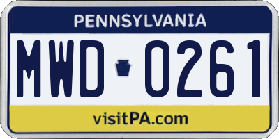 PA license plate MWD0261