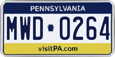 PA license plate MWD0264