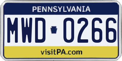 PA license plate MWD0266