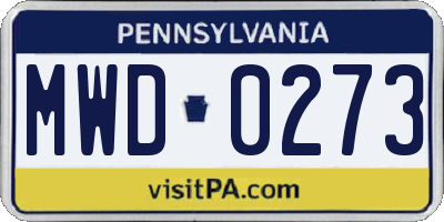 PA license plate MWD0273