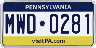 PA license plate MWD0281