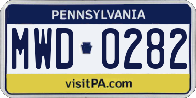 PA license plate MWD0282
