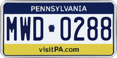 PA license plate MWD0288
