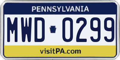 PA license plate MWD0299