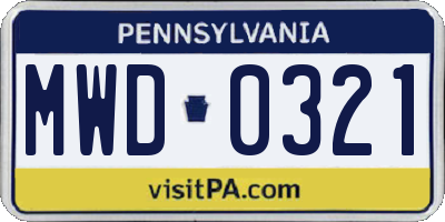 PA license plate MWD0321
