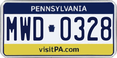 PA license plate MWD0328