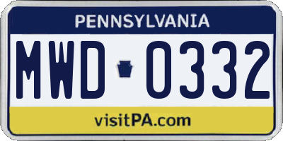 PA license plate MWD0332