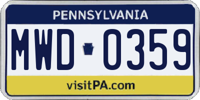 PA license plate MWD0359